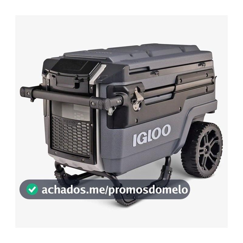 Caixa Cooler Térmico Trailmate 66 Litros Igloo Cinza Para Pesca Praia Até 112 Latas Com Rodas