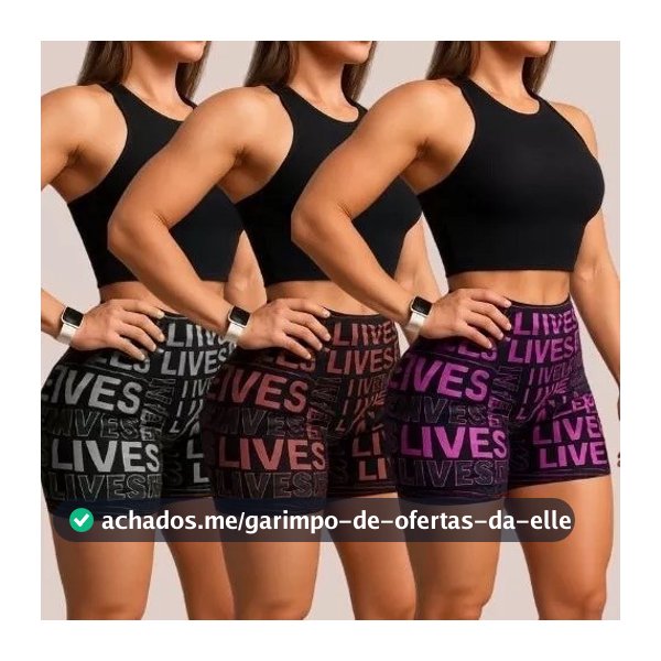 Kit 3 Shorts Feminino Suplex Fitness Meia Coxa Academia Crossfit Degrade Verão