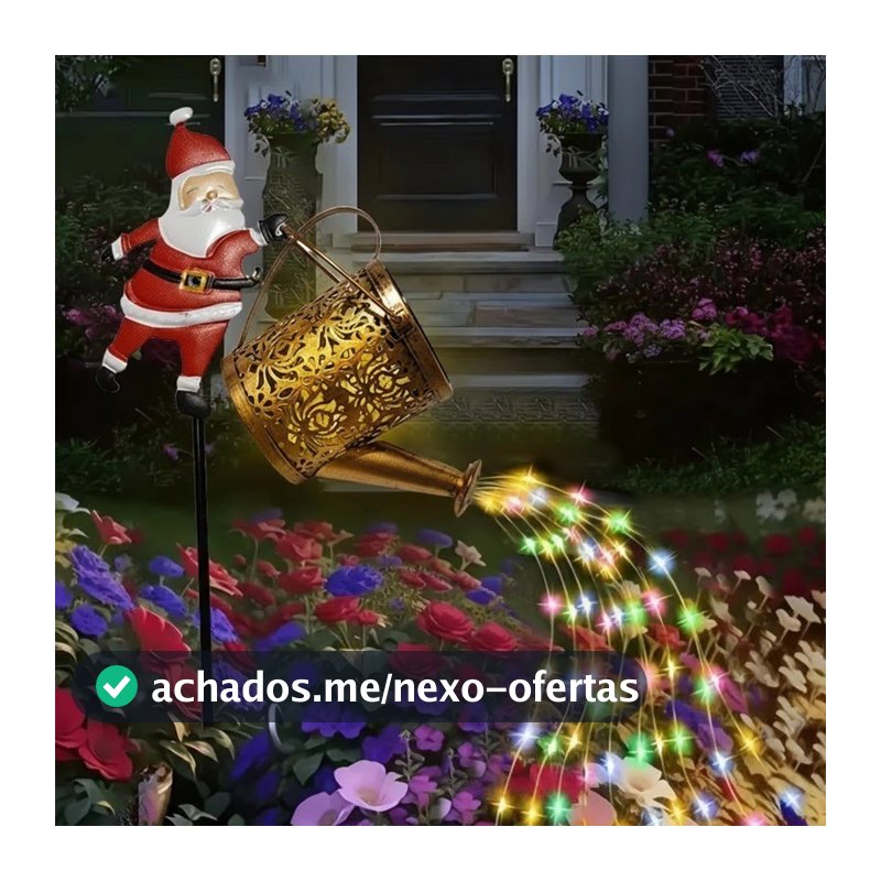 Natal Santa Chaleira Solar Luzes Jardim Gramado De Papai Noel Rega Pode