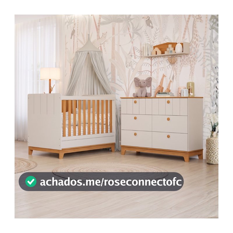 Quarto de Bebê Completo Berço Americano Cômoda 100% MDF Retrô