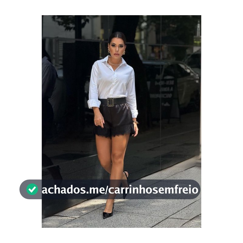 Short Feminino Barra Renda Cetim Amanda Tendencia 2026