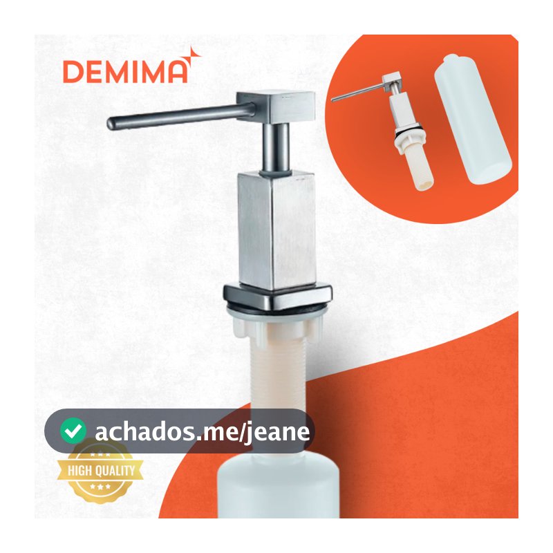 Dispenser Detergente Embutir Quadrado 500 ML Pia/Cozinha  - Demima