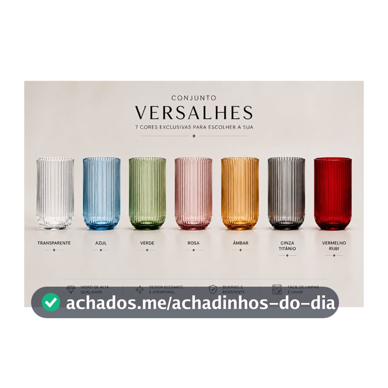 Jogo com 6 Copos De Vidro 460ml Versalhes Canelado