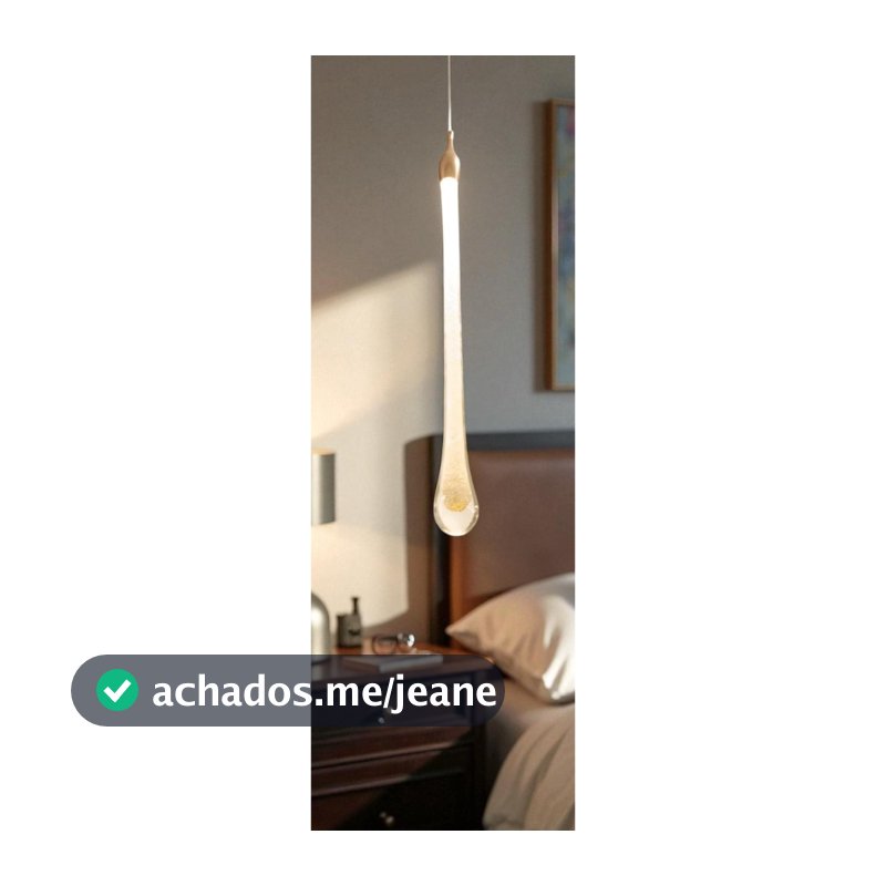 Luminária Pendente LED Flexível Cristal Dourado Moderna Para Balcão Mesa Cabeceira Quarto Bivolt