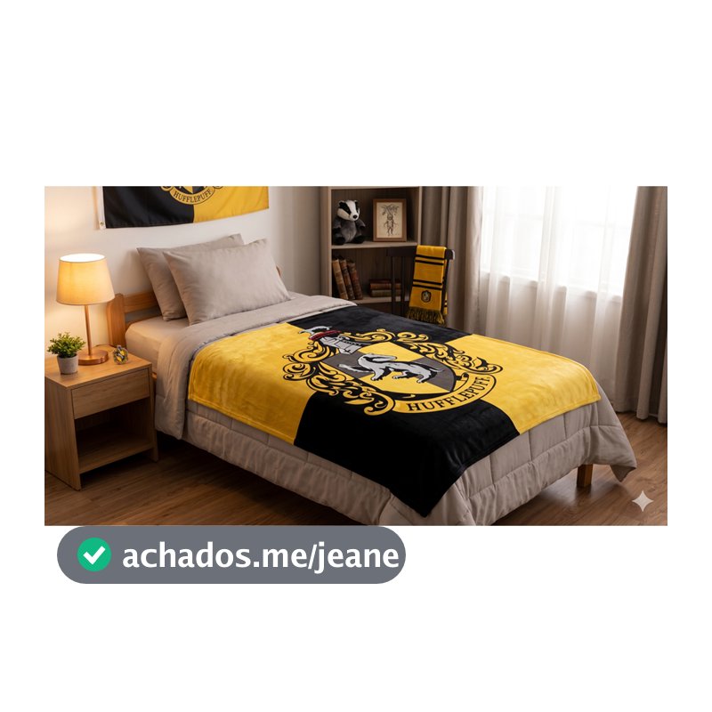 Manta Cobertor Soft Hufflepuff Solteiro - Hogwarts Casa Hufflepuff Quentinho Presente