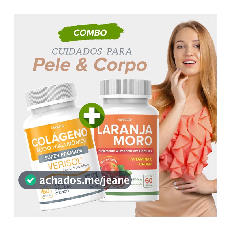 Kit Beleza Colágeno Verisol + Laranja M - Ácido Hialurônico - Vitamina C - Envio Imediato