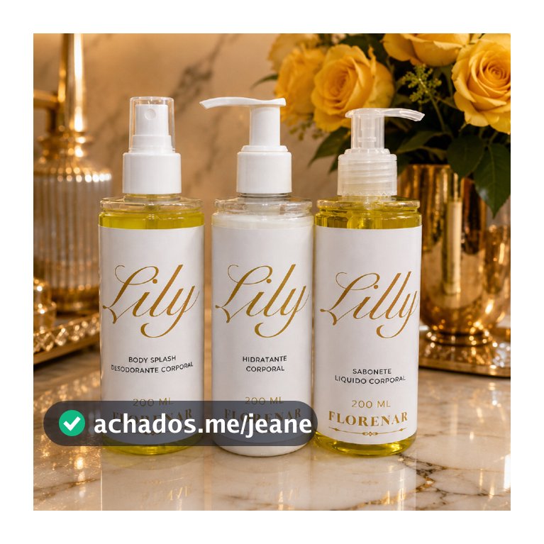 1 Kit Body Splash Bubbaloo  Lily com gliter+ 1 Hidratante+ 1 Sabonete Bubbaloo Lily 200Ml cada