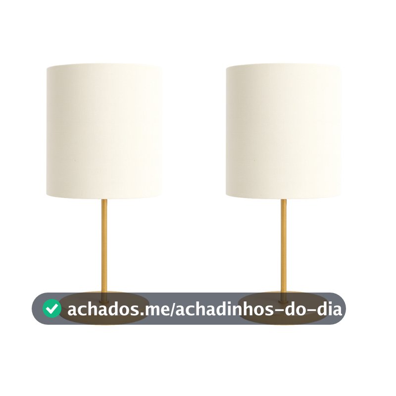 Kit 2 Abajur De Mesa Cúpula Cilíndrica De Tecido E27 Bivolt Sala Casa Escritorio