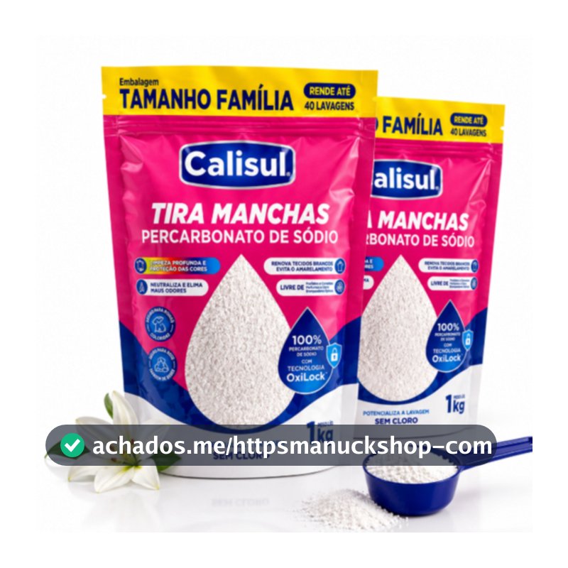 Alvejante Percarbonato de Sódio Calisul 99% Puro Sem Cloro Limpeza Roupa Branca Colorida Clareador Tira Mancha
