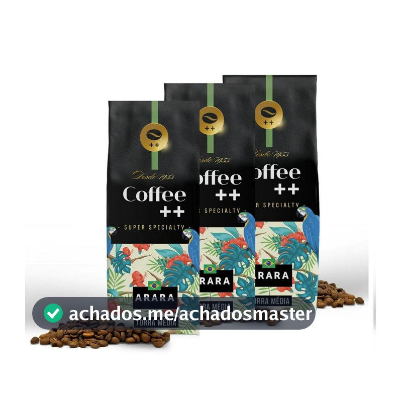 Coffee Mais – Café Grãos Super Especial - 100% Arábica, Torra Média – ARARA, Pack 3 Unidades de 250g