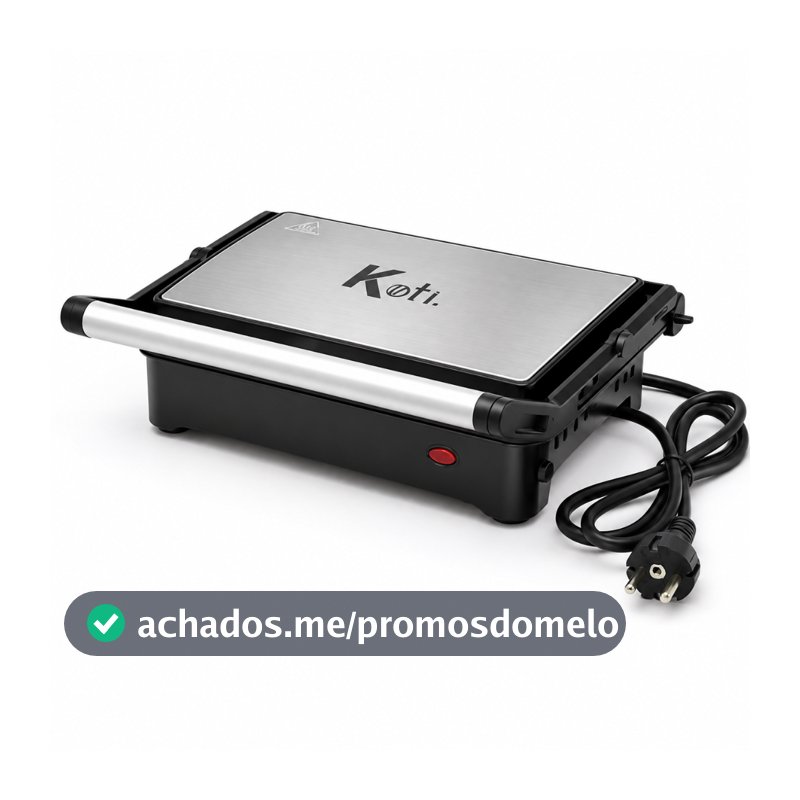 Grill e Sanduicheira Elétrica Multiuso Koti Elegance Toast Inox Antiaderente Esquenta Rápido 880w 110V ou 220v