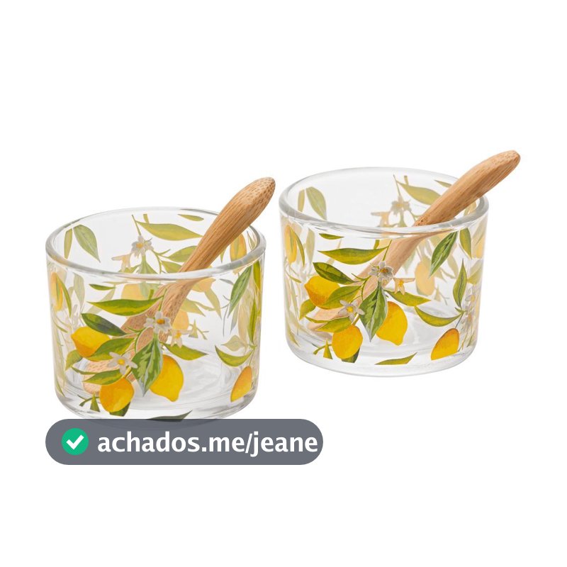 Conjunto 2 Molheiras Siciliano 7cm Vidro Lyor com Colheres para Molhos Temperos Mesa Posta Servir Petiscos Elegante Casa