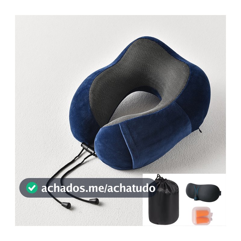 Kit Viagem Travesseiro Espuma Viscoelástica E Máscara Tapa Olho E Protetor Auricular ATP43