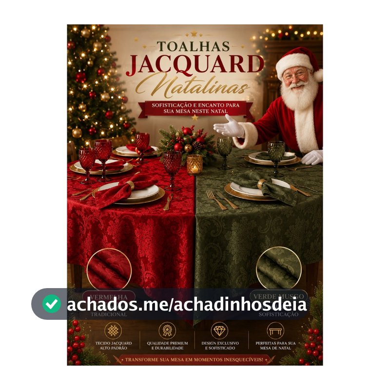 Toalha De Mesa Jacquard Natalina Luxo e Elegante Premium 4, 6 e 8 Lugares Natal Promoção