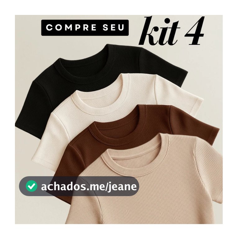 Kit 4 Blusas Feminina Ribana Canelado Básica Casual Estilosa Tendência Verão