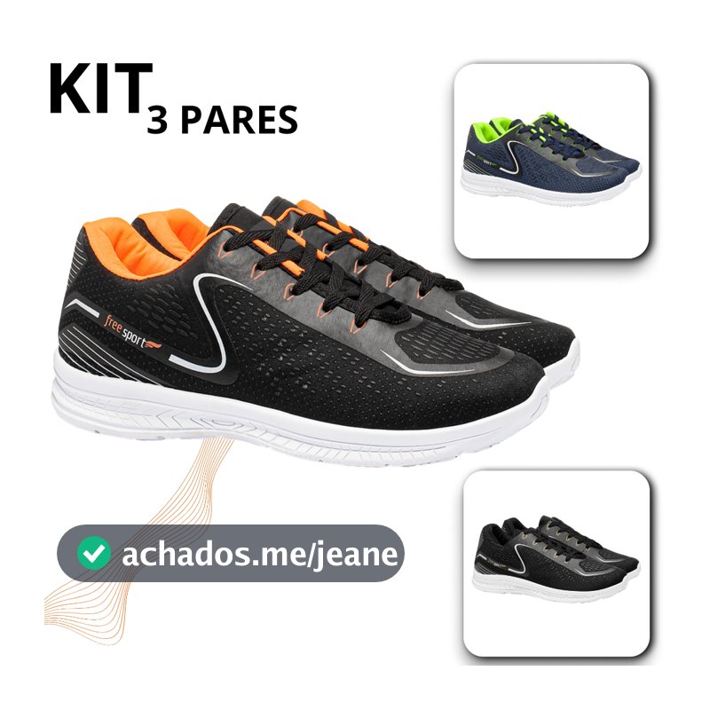 Kit Tênis Masculino Esportivo Confortável Academia Corrida
