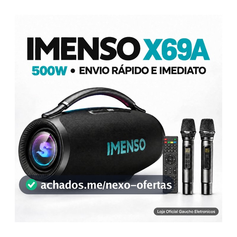 Imenso 500W IMS-X69A Caixa De Som Bluetooth 5.3 45000mAh IPX6 + 2 Microfones