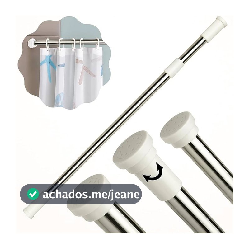 Varão Extensível Inox Cortina Pia de Cozinha, Cortina Box Banheiro, Cortina de Porta Retrátil