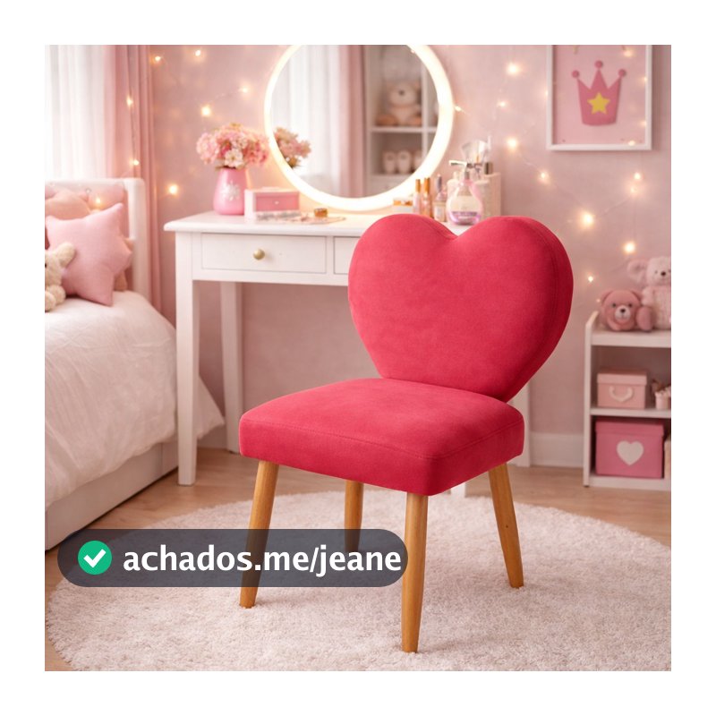 Cadeira Love Encosto Coração Decorativa Moderna para Quarto Penteadeira