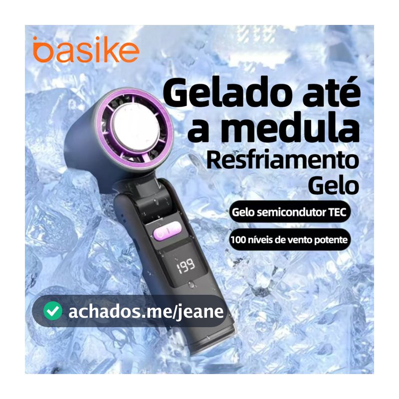 Basike 2026 Ventilador portátil mini refrigeração display digital 6000mAh Ventilador USB 18000RPM