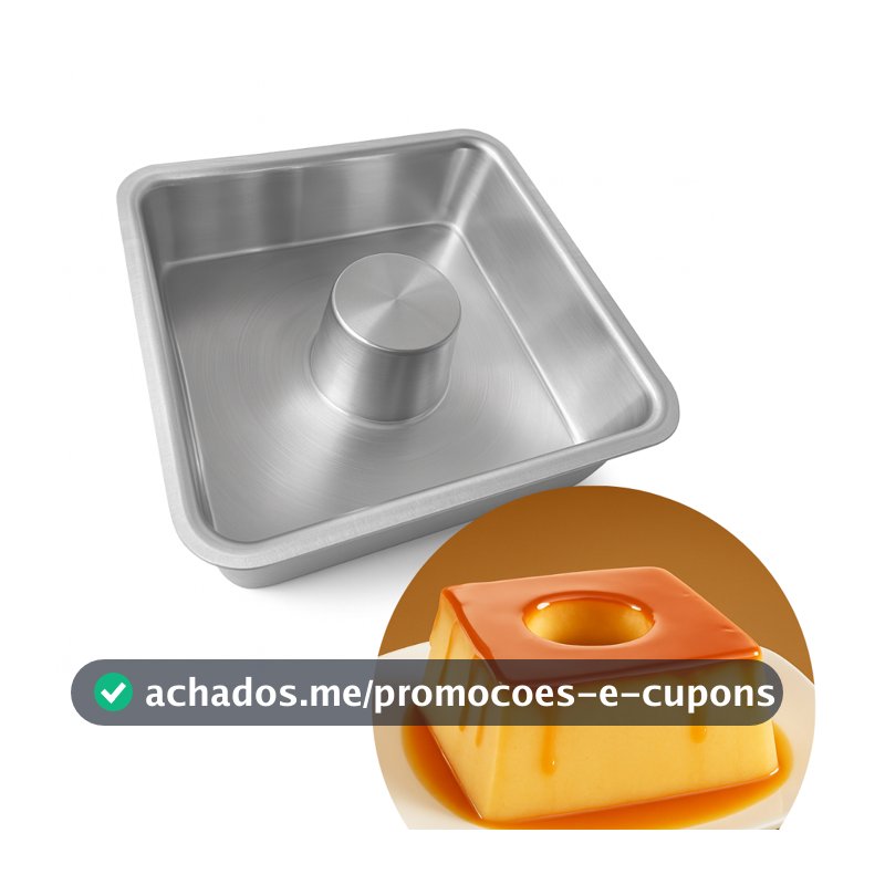 Forma Suiça quadrada Pudim Bolo 25x7 Aluminio