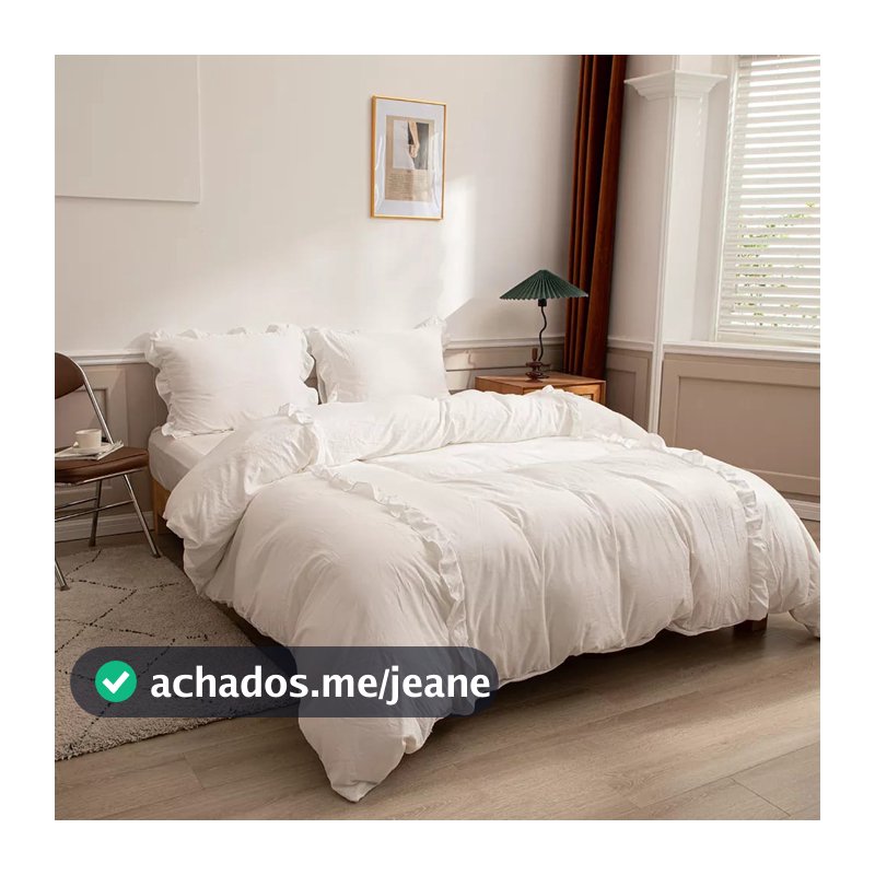 Capa Duvet Para Edredom Queen 3 Peças Com Babado 100% Algodão + Fronhas