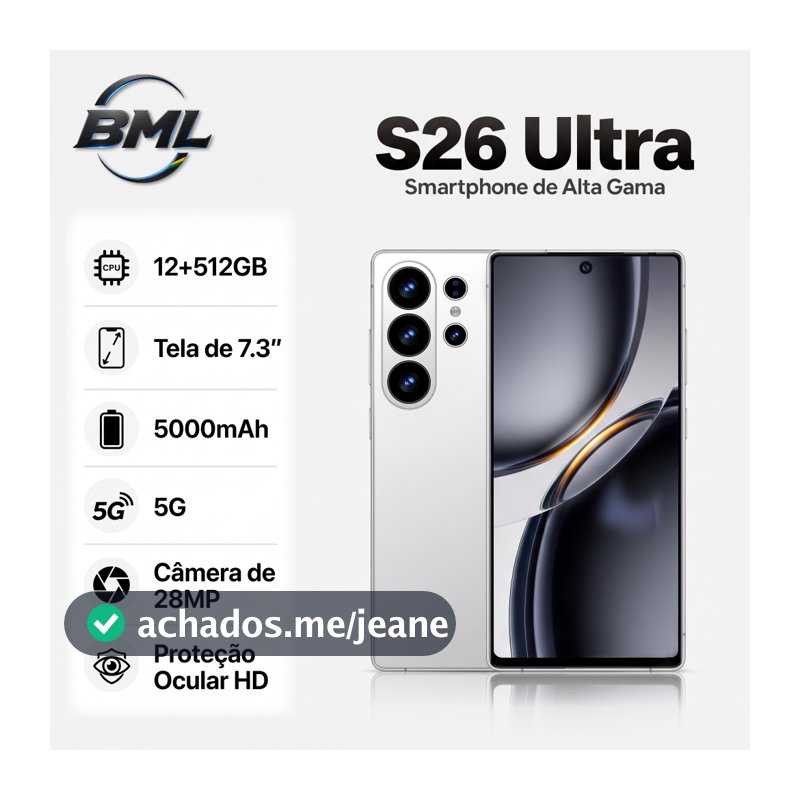 BML Celular Smartphone 12+512GB De RAM (+ 8 Dinâmicas) AI Global 5G Dual SIM Android 15, 7.3'' Tela,Câmera 108MP