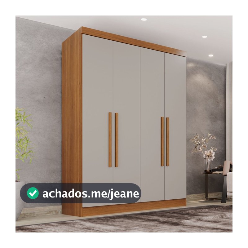 Guarda-Roupa Solteiro 4 Portas 2 Gavetas França Off White/Cinamomo Cinamomo/Off White