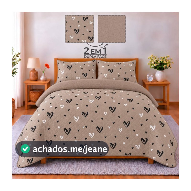 Kit Colcha Cobre Leito Casal Queen Dupla Face Matelado Toque De Algodão 2 Porta Travesseiros Fronhas Linha Luxo Premium
