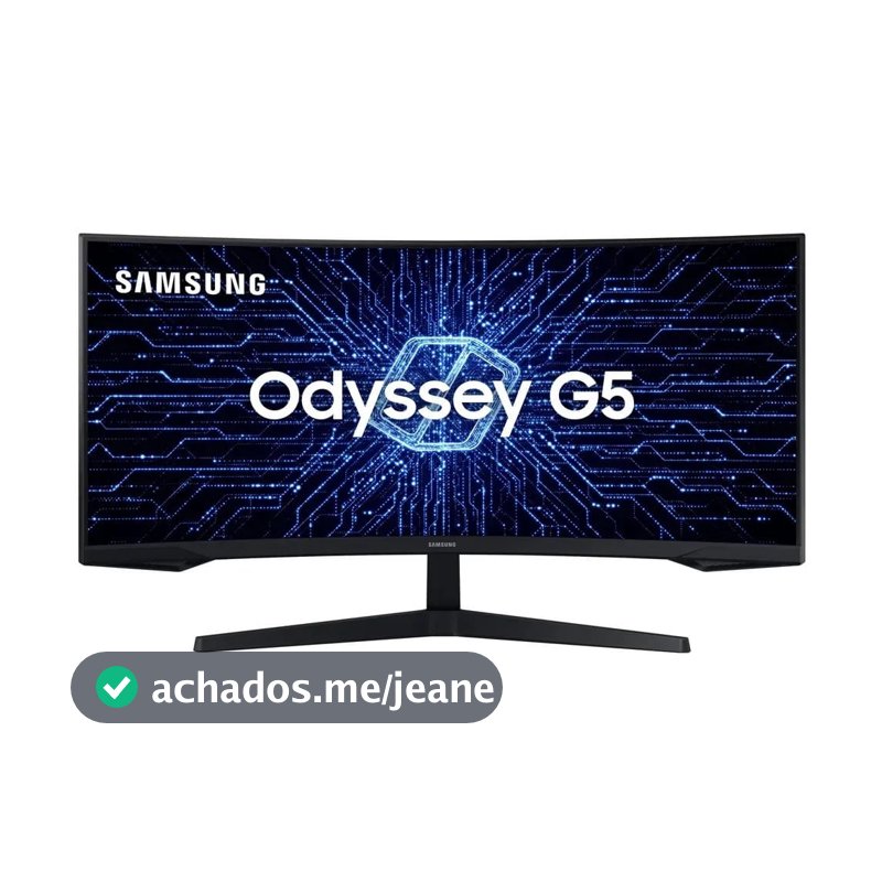 Monitor Gamer Samsung Odyssey G5 34" UWQHD, Tela Curva Ultrawide, Painel VA, 165Hz, 1ms, HDR10, HDMI, DP, FreeSync