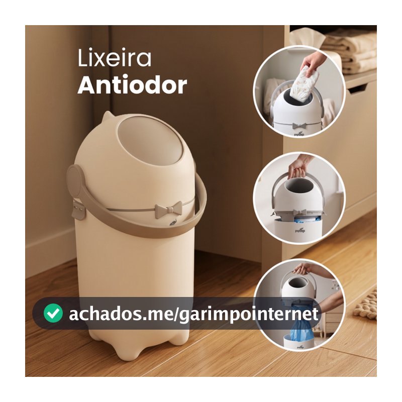 Lixeira para Fralda de Bebê Antiodor Vedação de Cheiro Lixo Mágico Infantil Até 15kg Pipdip