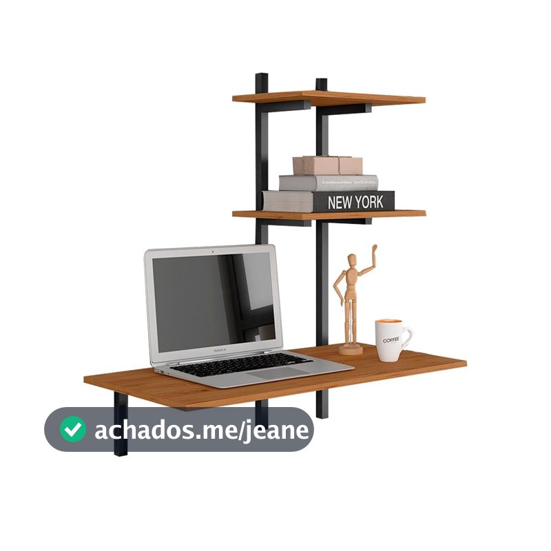Escrivaninha Suspensa Industrial Mykonos Preto/cina - Moveis Arapongas