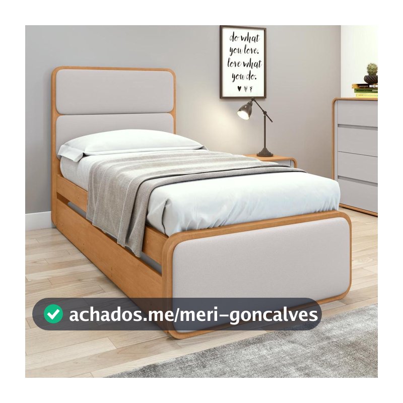Cama Solteiro Easy Like com Cama Auxiliar Tec Corano Bege/Amêndoa Clean