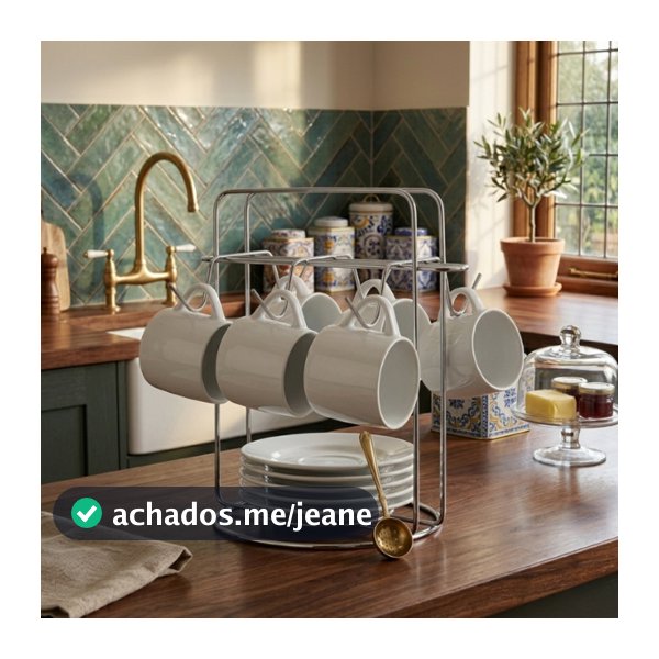 Suporte Organizador Para 6 Xícaras e 6 Pires De Café e Chá Cozinha Cantinho do Café Decoração