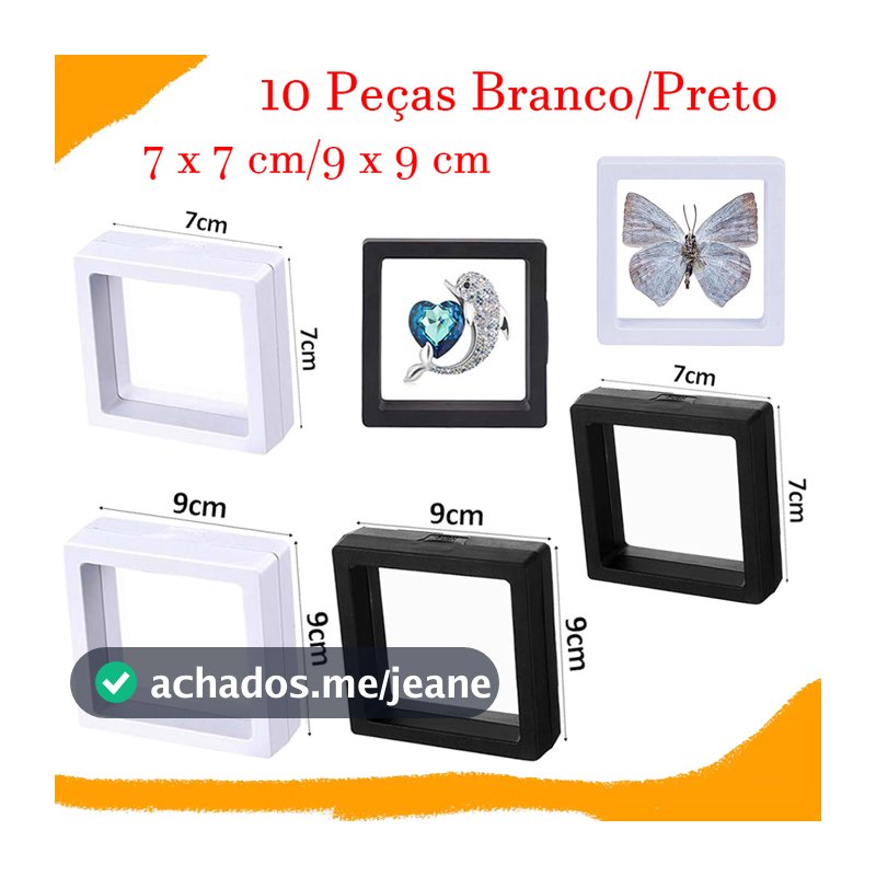 10 Peças moldura flutuante 3D, caixa de exibição de joias de filme fino transparente para anel, brincos, pulseira, colar