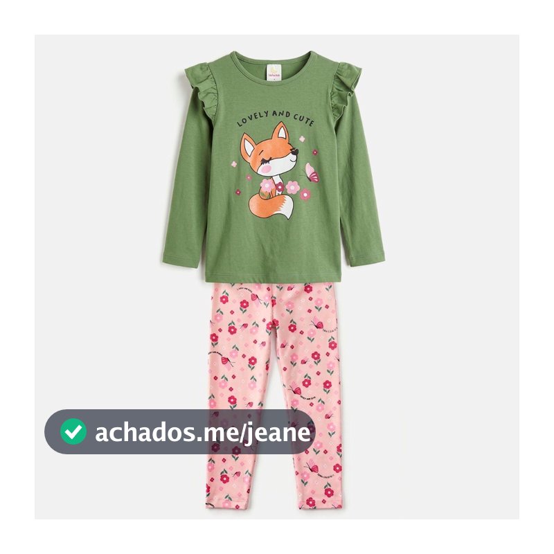 Conjunto Infantil Menina Meia Estação Lovely and Cute Verde Laluna 2 ao 12
