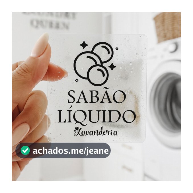Kit 24 Etiquetas Transparentes Lavanderia - Adesivo Organizador de Produtos de Limpeza Moderna 7x7cm