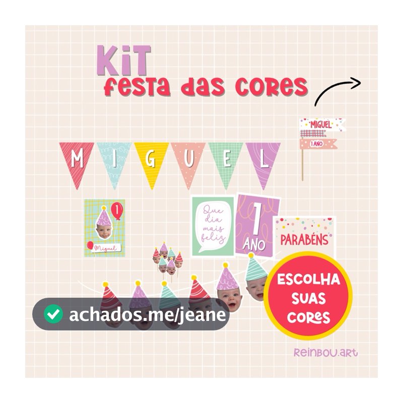 Kit Festa Colorida aniversário mêsversario candy color só um bolinho - festa afetiva