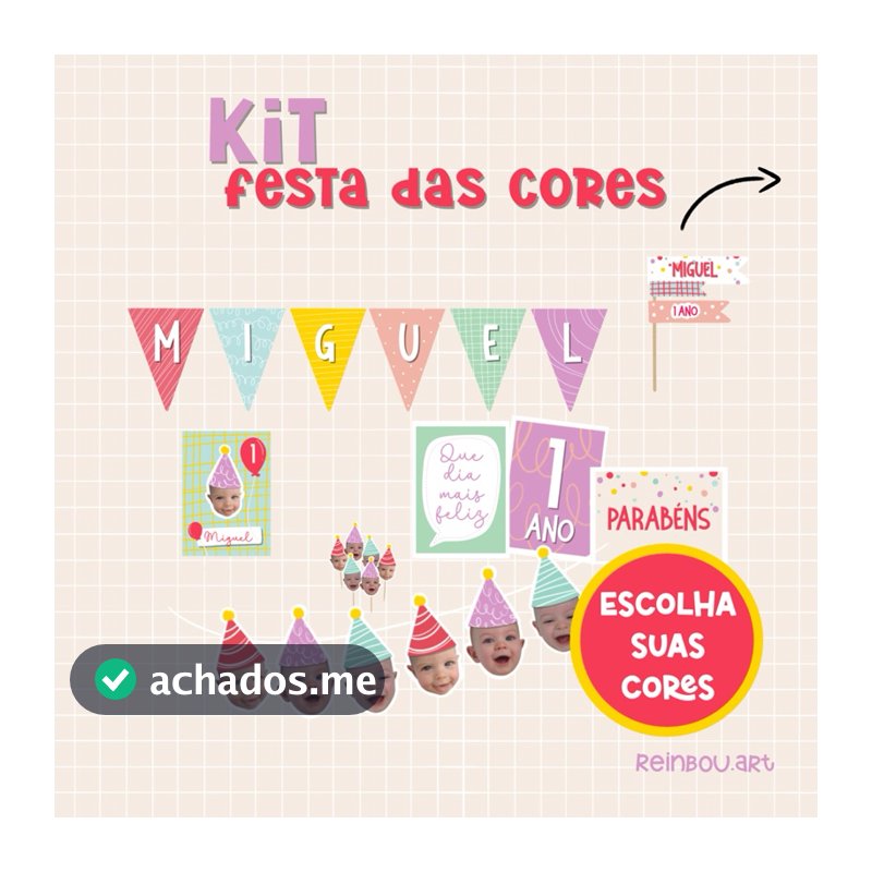 Kit Festa Colorida aniversário mêsversario candy color só um bolinho - festa afetiva