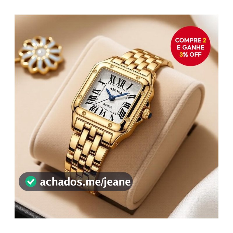 Relógio de Pulso Feminino com Mostrador Quadrado Elegante, Pulseira de Quartzo à Prova D’água para Negócios