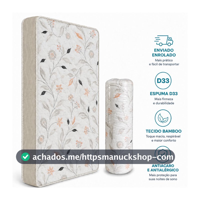 Colchão Casal D33 Espuma Ortopédico Embalado a Vácuo Certificado Inmetro 188x138x12 cm Alta Qualidade e Conforto - AV