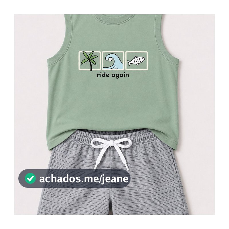 Conjunto Regata Infantil Masculina Algodão Ride Again Verde Menta - Babei no Look
