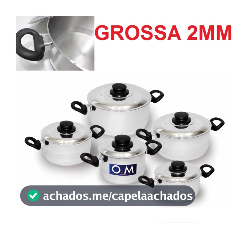 Jogo de Panelas 2mm 5 Pçs Alumínio Polida Espelhada Grossa + BARATO Grande Aluminio Resistente Forte