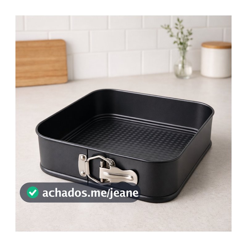 Forma Assadeira Desmontável Fundo Removível Teflon Bolo Massas Quadrada 22, 24 ou 28cm