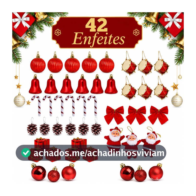 Kit 42 Enfeites Pendente Arvore Natal Decoração Arvore Decorada Completa Kit Arvore de Natal Enfeite
