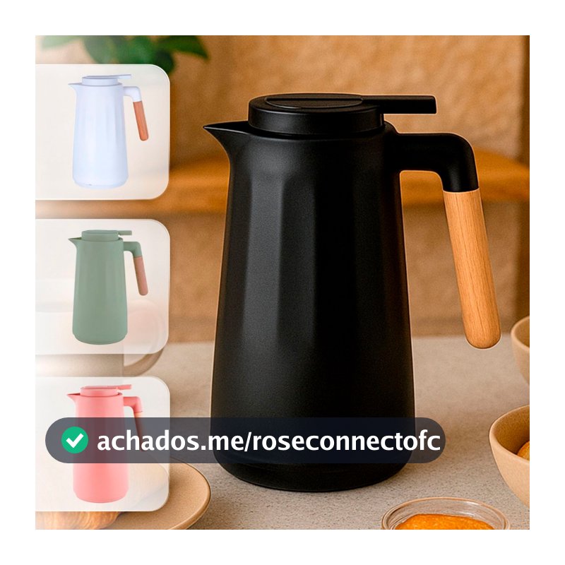 Garrafa Térmica 950ml Litro Sotto Para Chás/Café  Design Moderno Cabo Madeira