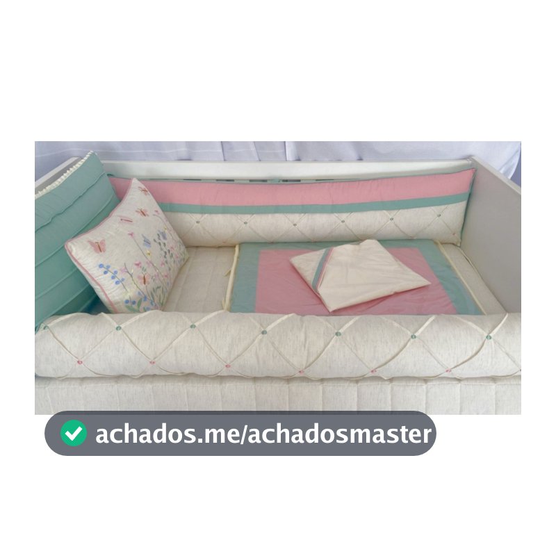 Kit Berço Americano Menina Jardim das Flores 10 Peças Rose Blush com Verde Erva Doce