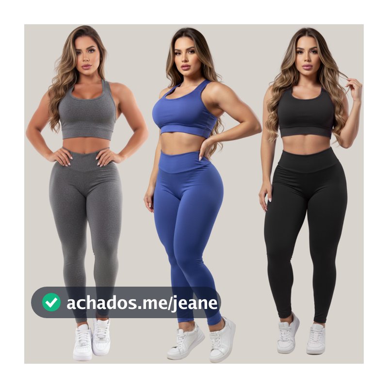 Kit 3 Conjuntos Calça Legging E Top Fitness Roupas Femininas Para Academia Suplex A01
