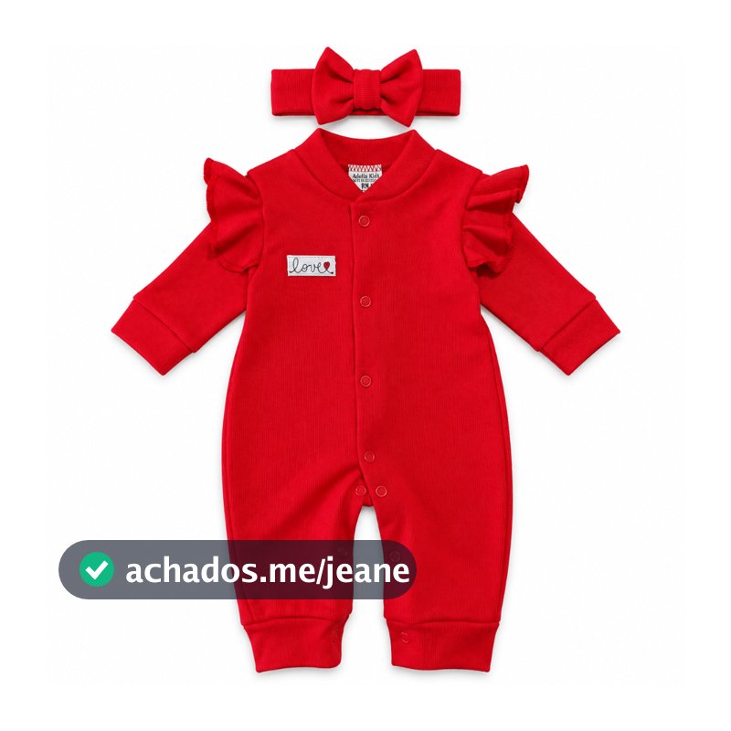 Macacão para bebê feminino com babado Malha canelada