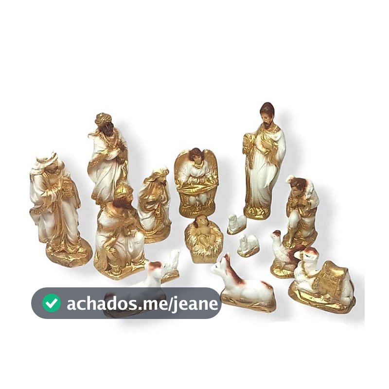 Presépio De Natal Completo Gesso C/ Pó Mármore 14 Peças 20cm Lindo